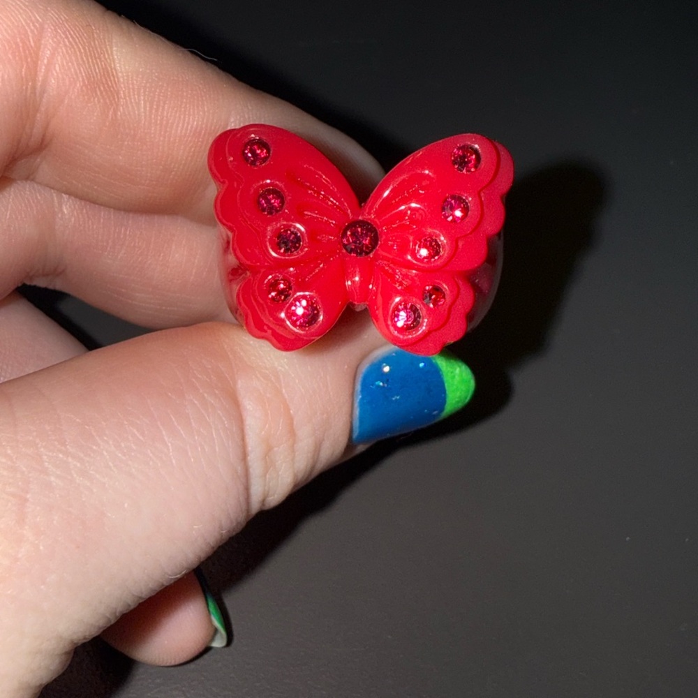 Beautiful Anna Sui Red Butterfly Ring with Gems - Picture 3 of 4